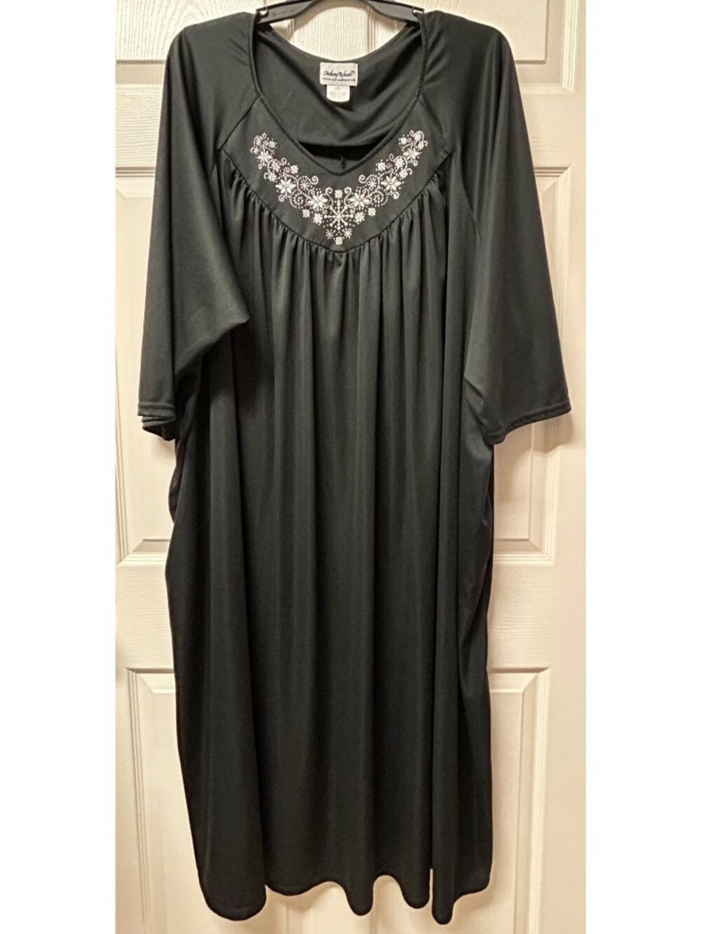 Anthony Richards Black Flowy Nightgown Plus Size 6X Polyester 3/4 Sleeve Boho